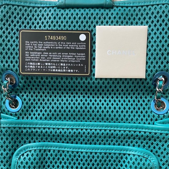 CHANEL Up in the Air Medallion Flap Bag Perforated Purse Turquoise Turn Lock CC - Picture 7 of 16